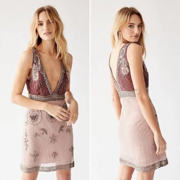 NWT Free People Moondust Beaded Sequin Mini Dress - Picture 1 of 8